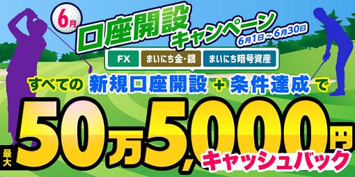 3口座で最大505,000円キャッシュバック！マネパ6月の新規口座開設キャンペーン