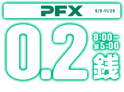 米ドル/円スプレッド0.2銭（8:00～翌4:00）